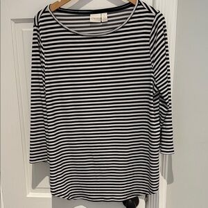 Chico's Striped Long Sleeve Flowy Top 2 (XL)